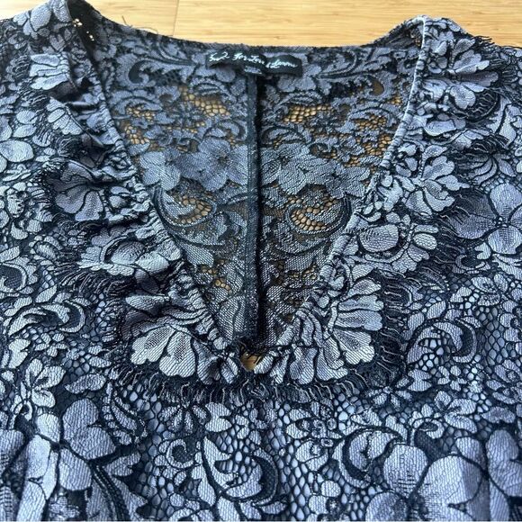 NWOT For Love and Lemons Theodora Black Gray Floral Lace Dress Large Wedding - Picture 6 of 12